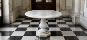 TAVOLO ROTONDO IN MARMO DI CARRARA